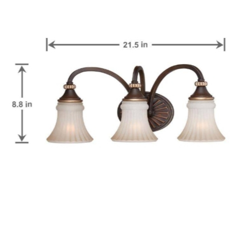 Bronze & Gold Bathroom Vanity Light Fixture, Modern 3- Light Antique - Picture 9 of 16